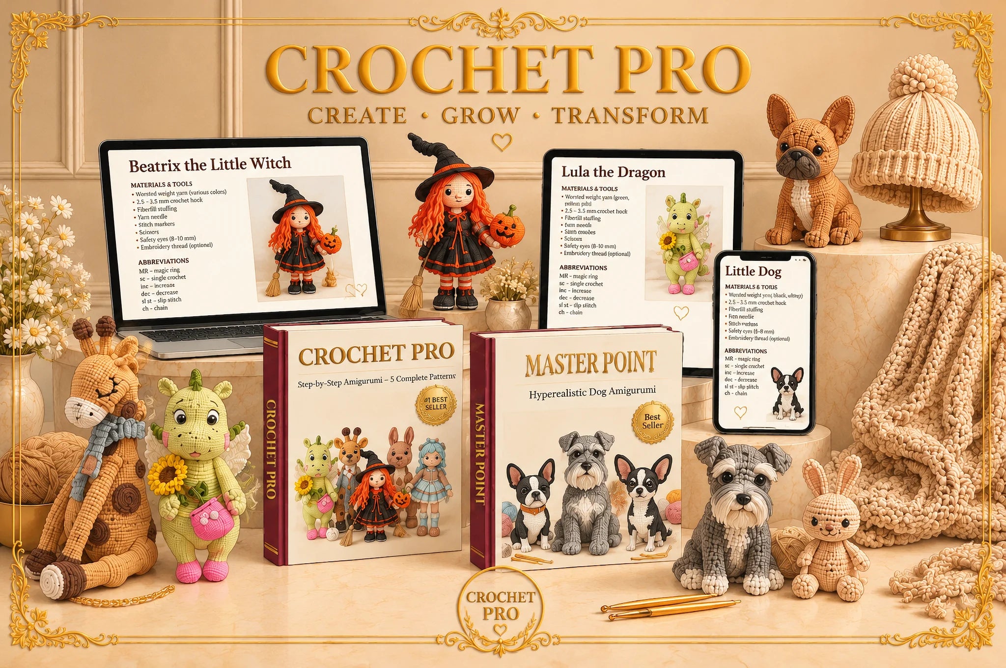 Crochet Pro and Master Point with their finished amigurumis